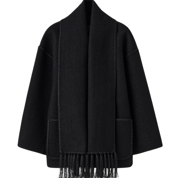 Totême Embroidered Scarf Jacket Black - Jackets - Scandinavian Minimalist Luxury at Luxury Shoes 
