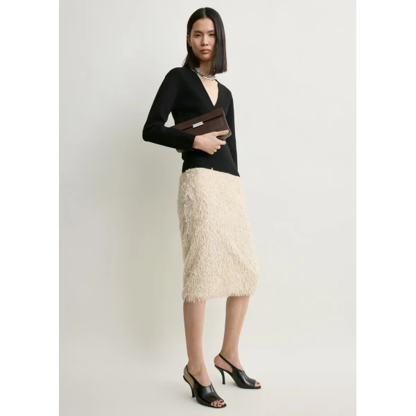 Totême Feathered-Jersey Skirt Eggshell - Skirts - Scandinavian Minimalist Luxury at Luxury Shoes 