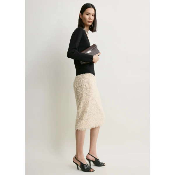 Totême Feathered-Jersey Skirt Eggshell - Skirts - Scandinavian Minimalist Luxury at Luxury Shoes 