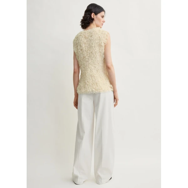 Totême Feathered-Jersey Top Eggshell - Tops - Scandinavian Minimalist Luxury at Luxury Shoes 