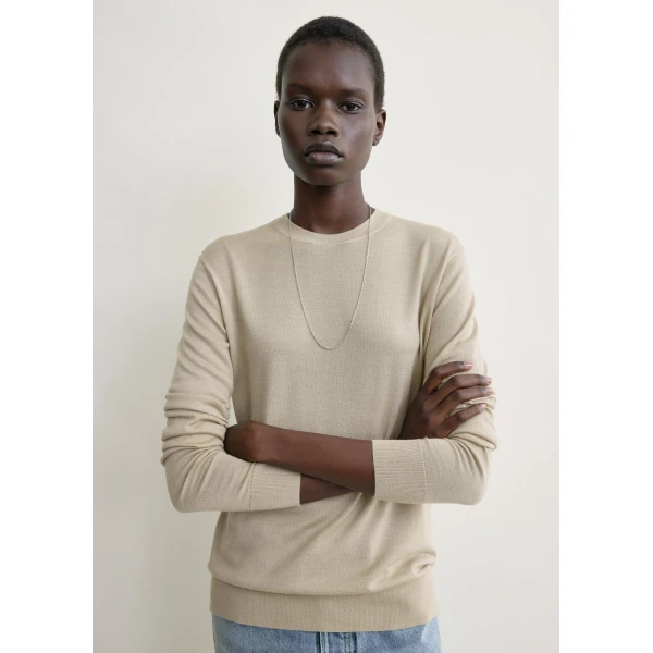 Totême Fine Crew Knit Fawn - Knitwear - Scandinavian Minimalist Luxury at Luxury Shoes 