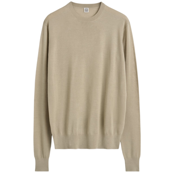 Totême Fine Crew Knit Fawn - Knitwear - Scandinavian Minimalist Luxury at Luxury Shoes 