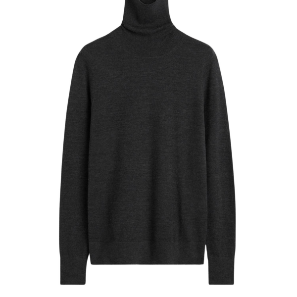 Totême Fine Turtleneck Charcoal - Knitwear - Scandinavian Minimalist Luxury at Luxury Shoes 