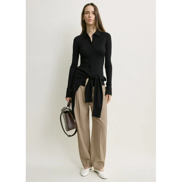 Totême Fitted Jersey Shirt Black - Tops - Scandinavian Minimalist Luxury at Luxury Shoes 