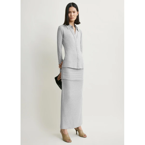 Totême Fitted Jersey Shirt Pale Grey Mélange - Tops - Scandinavian Minimalist Luxury at Luxury Shoes 