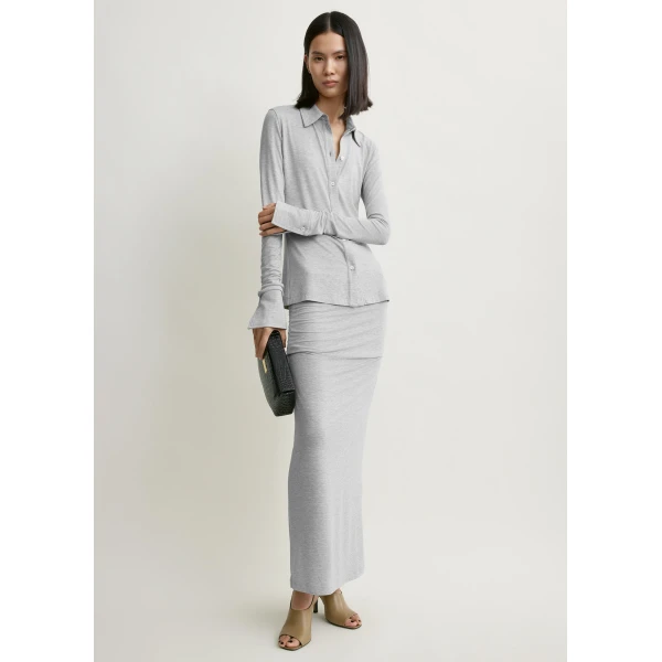 Totême Fitted Jersey Shirt Pale Grey Mélange - Tops - Scandinavian Minimalist Luxury at Luxury Shoes 