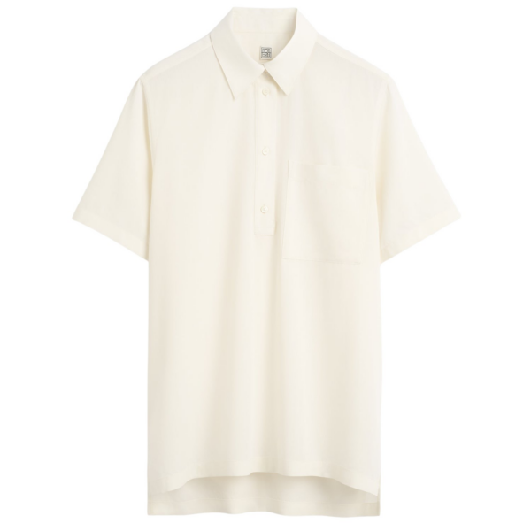 Totême Fluid Polo Shirt Ecru - Tops - Scandinavian Minimalist Luxury at Luxury Shoes 