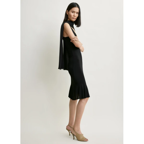 Totême Fluted Hem Dress Black - Dresses - Scandinavian Minimalist Luxury at Luxury Shoes 