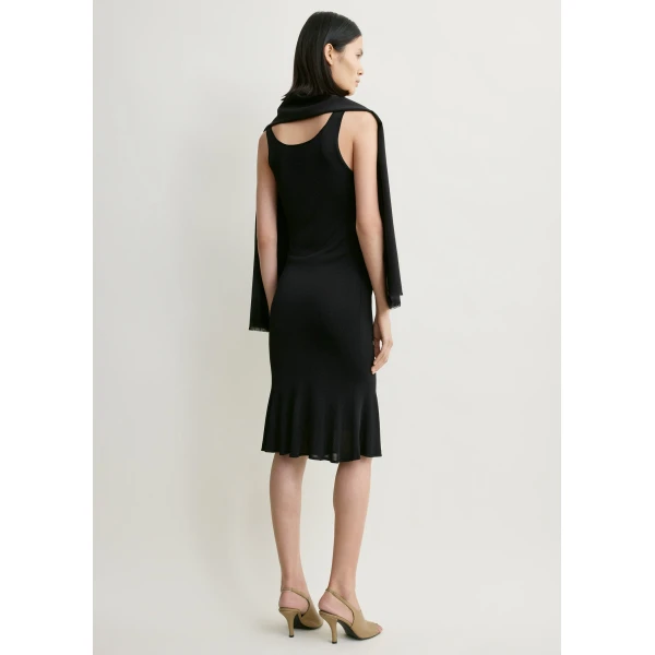 Totême Fluted Hem Dress Black - Dresses - Scandinavian Minimalist Luxury at Luxury Shoes 