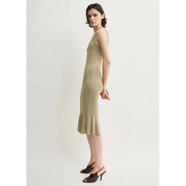 Totême Fluted Hem Dress Desert - Dresses - Scandinavian Minimalist Luxury at Luxury Shoes 