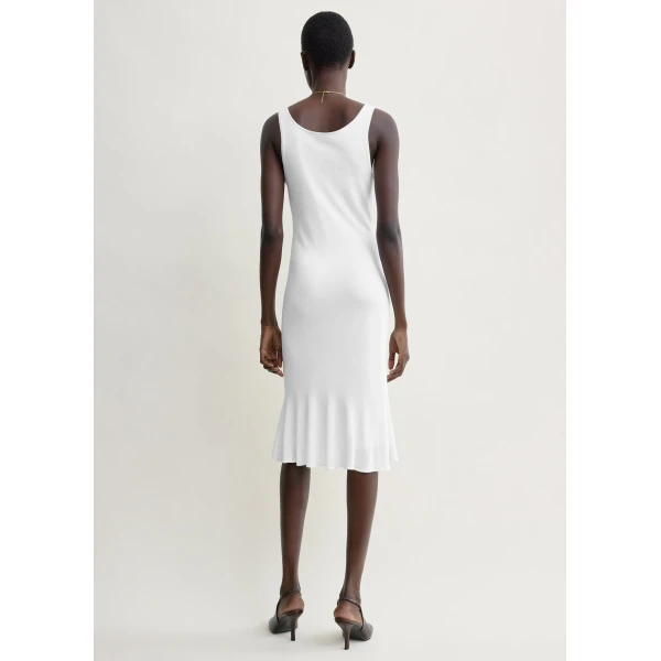Totême Fluted Hem Dress Optic White - Dresses - Scandinavian Minimalist Luxury at Luxury Shoes 
