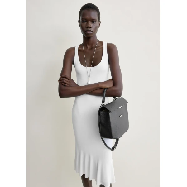 Totême Fluted Hem Dress Optic White - Dresses - Scandinavian Minimalist Luxury at Luxury Shoes 