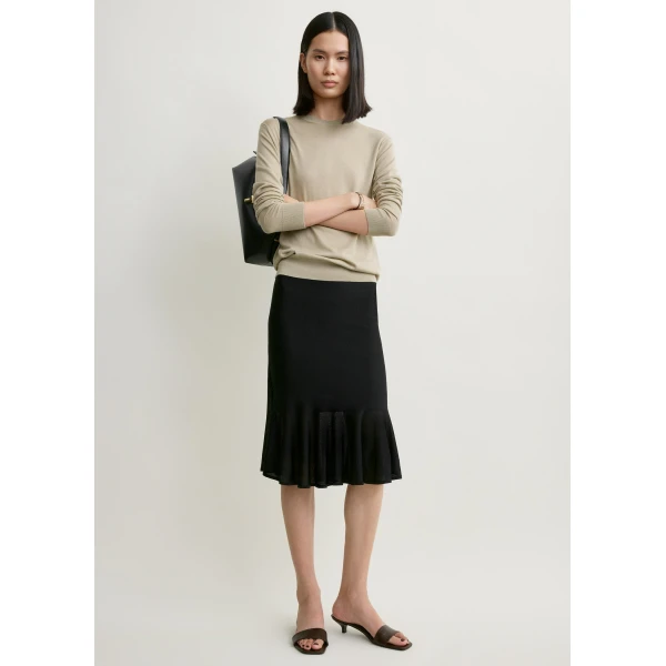Totême Fluted Knit Skirt Black - Skirts - Scandinavian Minimalist Luxury at Luxury Shoes 