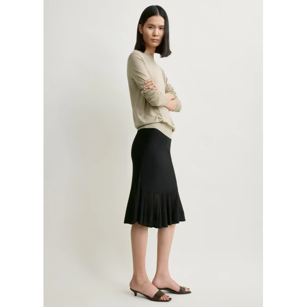 Totême Fluted Knit Skirt Black - Skirts - Scandinavian Minimalist Luxury at Luxury Shoes 