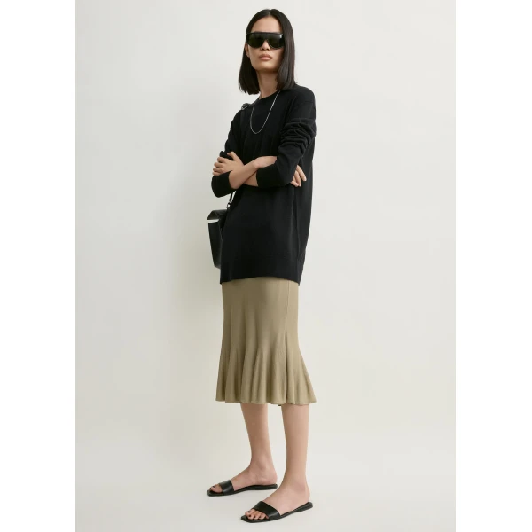 Totême Fluted Knit Skirt Desert - Skirts - Scandinavian Minimalist Luxury at Luxury Shoes 