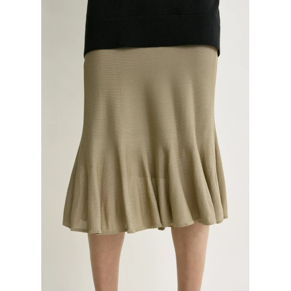 Totême Fluted Knit Skirt Desert - Skirts - Scandinavian Minimalist Luxury at Luxury Shoes 