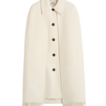 Totême Fringe Cape Coat Winter White - Coats - Scandinavian Minimalist Luxury at Luxury Shoes 