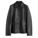 Totême Grained Leather Jacket Black - Jackets - Scandinavian Minimalist Luxury at Luxury Shoes 