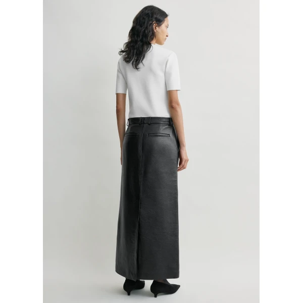 Totême Grained-Leather Straight Skirt Black - Skirts - Scandinavian Minimalist Luxury at Luxury Shoes 