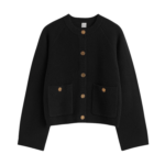 Totême Hammered Button Cardigan Black - Knitwear - Scandinavian Minimalist Luxury at Luxury Shoes 