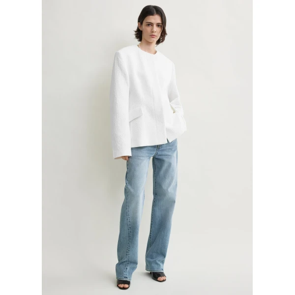 Totême Jacquard Cotton Jacket Optic White - Jackets - Scandinavian Minimalist Luxury at Luxury Shoes 