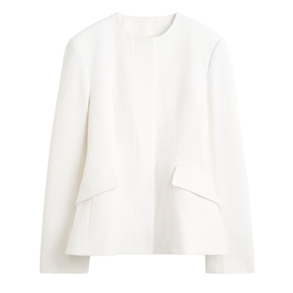 Totême Jacquard Cotton Jacket Optic White - Jackets - Scandinavian Minimalist Luxury at Luxury Shoes 