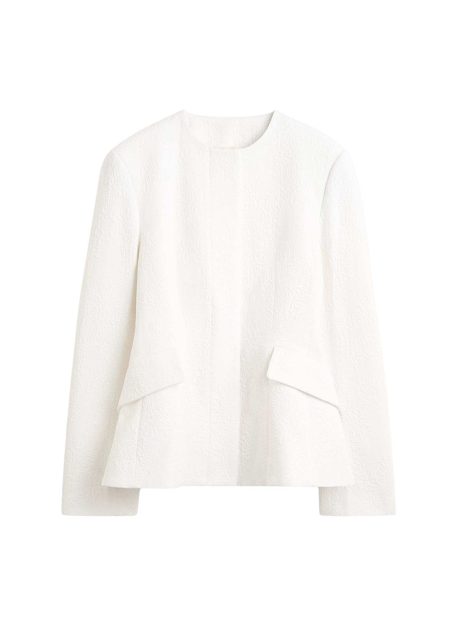Toteme-Jacquard-Cotton-Jacket-Optic-White15403_nobg Totême Jacquard Cotton Jacket Optic White - Jackets - Scandinavian Minimalist Luxury at Luxury Shoes