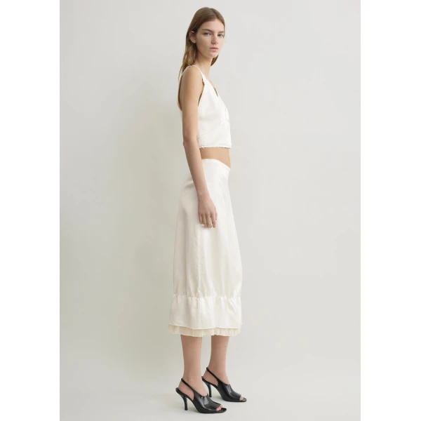 Totême Layered Satin Skirt White - Skirts - Scandinavian Minimalist Luxury at Luxury Shoes 