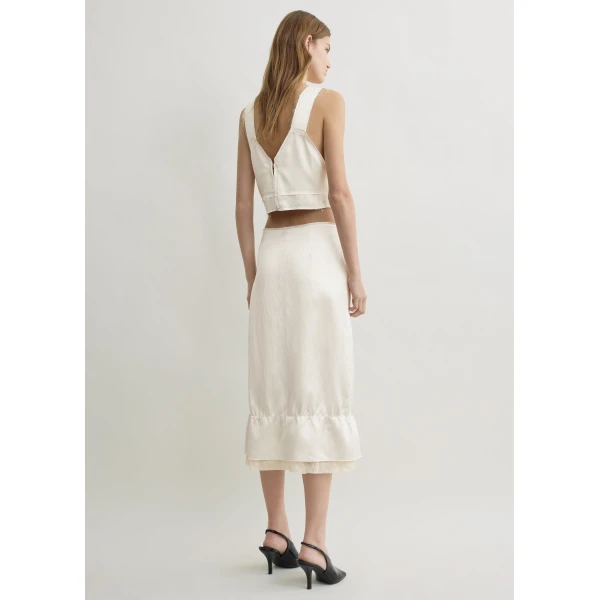 Totême Layered Satin Skirt White - Skirts - Scandinavian Minimalist Luxury at Luxury Shoes 