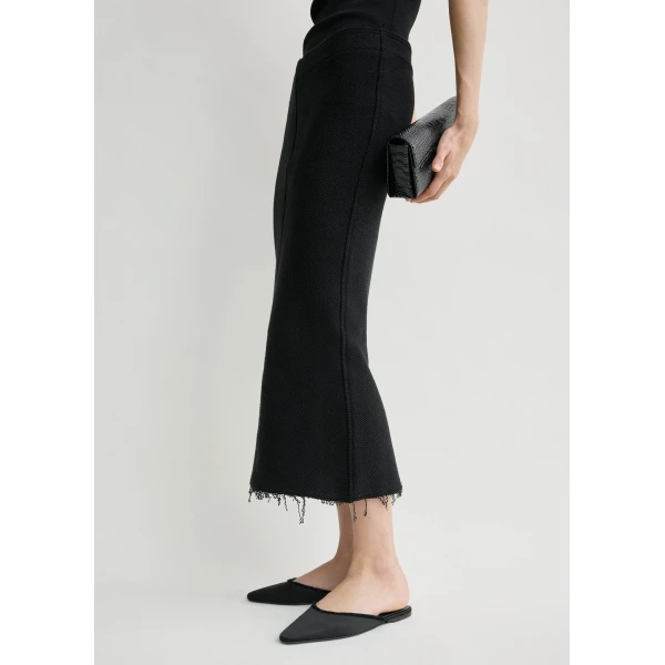 Totême Long Fringed Jersey Skirt Black - Skirts - Scandinavian Minimalist Luxury at Luxury Shoes 