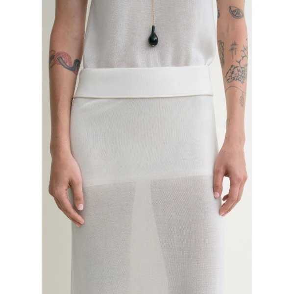 Totême Long Knit Skirt White - Skirts - Scandinavian Minimalist Luxury at Luxury Shoes 