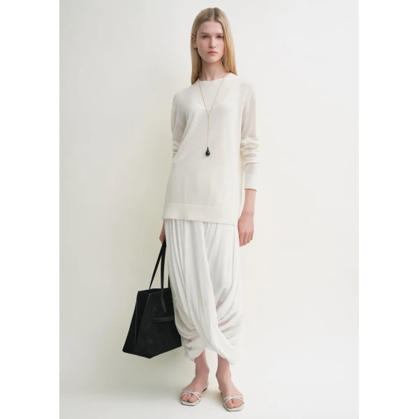 Totême Long-Sleeve Tee Knit White - Tops - Scandinavian Minimalist Luxury at Luxury Shoes 