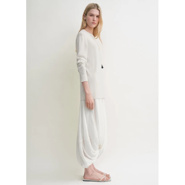 Totême Long-Sleeve Tee Knit White - Tops - Scandinavian Minimalist Luxury at Luxury Shoes 