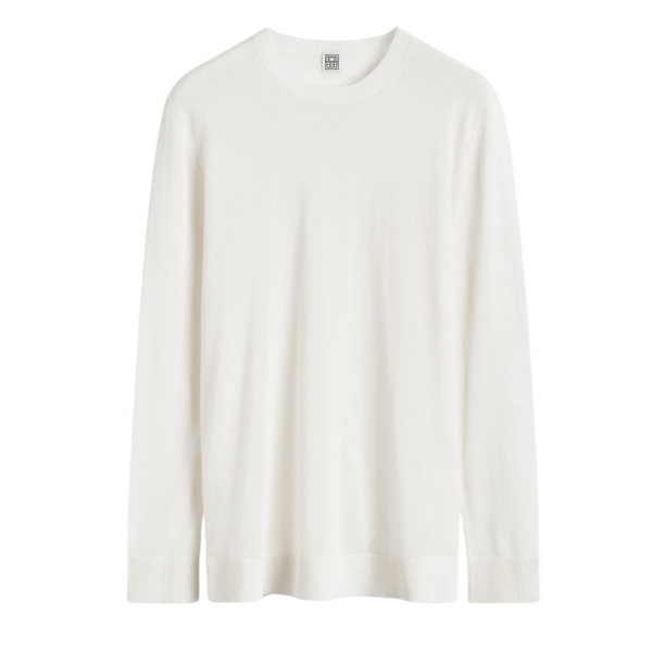 Totême Long-Sleeve Tee Knit White - Tops - Scandinavian Minimalist Luxury at Luxury Shoes 