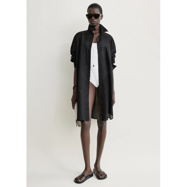 Totême Long Summer Shirt Black - Tops - Scandinavian Minimalist Luxury at Luxury Shoes 