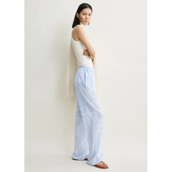Totême Monogram Cotton-Blend PJ Bottoms Sky - Loungewear - Scandinavian Minimalist Luxury at Luxury Shoes 