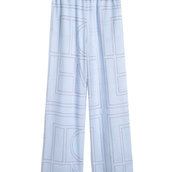 Totême Monogram Cotton-Blend PJ Bottoms Sky - Loungewear - Scandinavian Minimalist Luxury at Luxury Shoes 