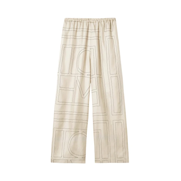 Totême Monogram Silk PJ Bottoms Ivory - Loungewear - Scandinavian Minimalist Luxury at Luxury Shoes 
