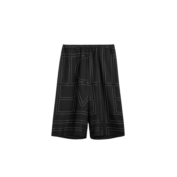 Totême Monogram Silk PJ Culottes Black - Loungewear - Scandinavian Minimalist Luxury at Luxury Shoes 