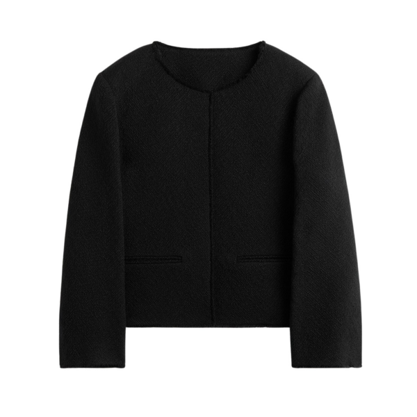 Totême Open-Front Bouclé Blazer Black - Jackets - Scandinavian Minimalist Luxury at Luxury Shoes 