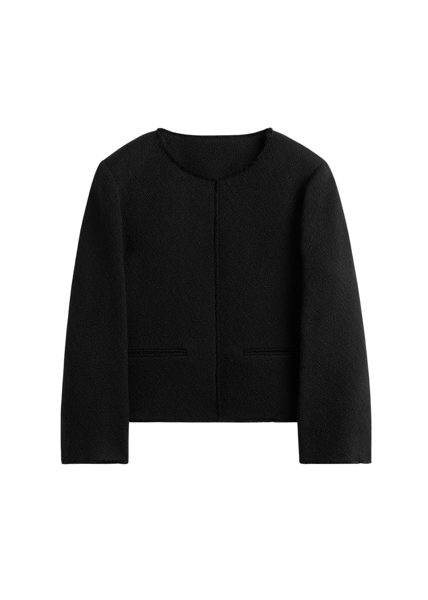 Toteme-Open-Front-Boucle-Blazer-Black75608_nobg Totême Open-Front Bouclé Blazer Black - Jackets - Scandinavian Minimalist Luxury at Luxury Shoes