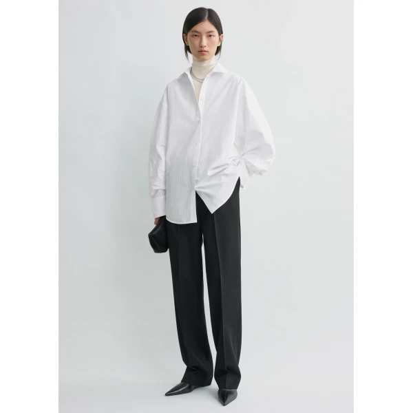 Totême Oversized Striped Shirt White - Tops - Scandinavian Minimalist Luxury at Luxury Shoes 