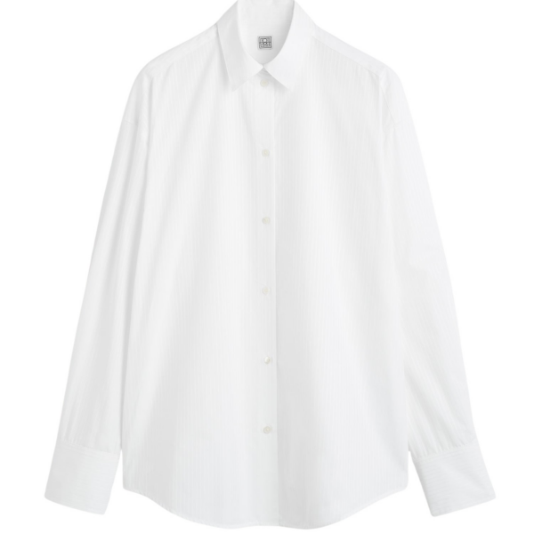 Totême Oversized Striped Shirt White - Tops - Scandinavian Minimalist Luxury at Luxury Shoes 