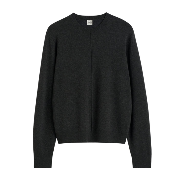 Totême Pintucked Sweater Charcoal - Knitwear - Scandinavian Minimalist Luxury at Luxury Shoes 