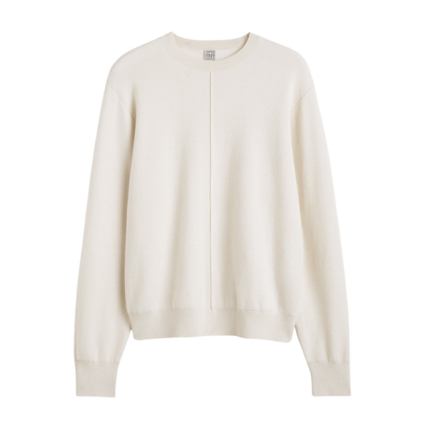 Totême Pintucked Sweater Ecru - Knitwear - Scandinavian Minimalist Luxury at Luxury Shoes 