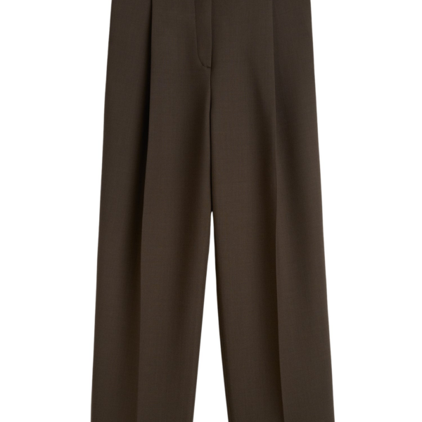 Totême Pleated Straight Trousers Bark - Pants - Scandinavian Minimalist Luxury at Luxury Shoes 