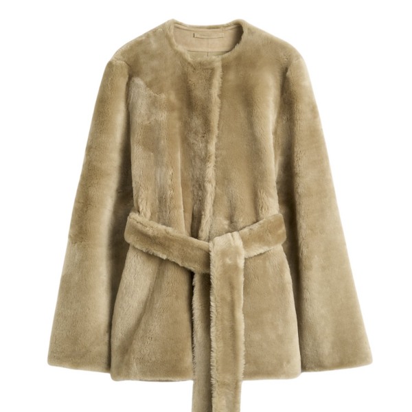 Totême Plush Shearling Jacket Rye - Jackets - Scandinavian Minimalist Luxury at Luxury Shoes 