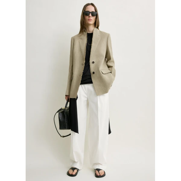 Totême Raw Lapel Jacket Beige - Jackets - Scandinavian Minimalist Luxury at Luxury Shoes 