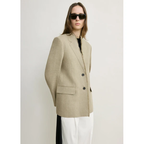 Totême Raw Lapel Jacket Beige - Jackets - Scandinavian Minimalist Luxury at Luxury Shoes 