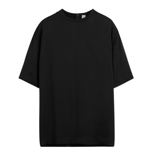 Totême Satin Tee Black - Tops - Scandinavian Minimalist Luxury at Luxury Shoes 